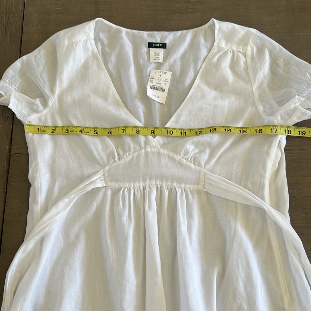 J. Crew White Wrap Blouse with Cuffed Sleeves Linen like - Picture 6 of 9
